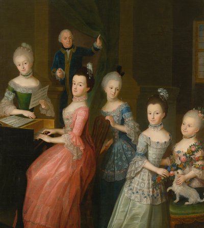 Porträt von Graf Johann Casimir von Schlieben und seinen fünf Töchtern von Johann Gottlieb Becker